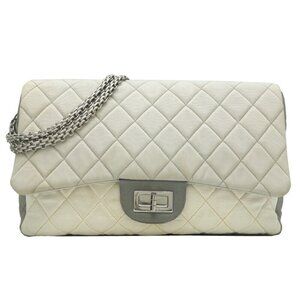 CHANEL White Canvas Shoulder Bag